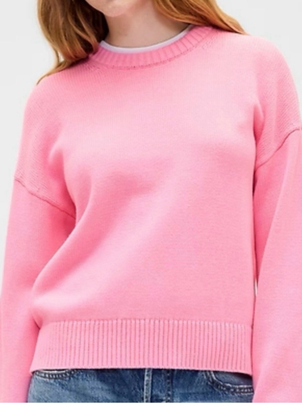 NWT GAP Relaxed Crewneck Sweater - Classic Knit Pullover in Pink Size XS